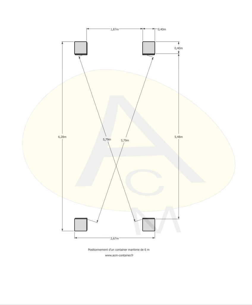 Plots béton pour positionnement d'un container de 6m