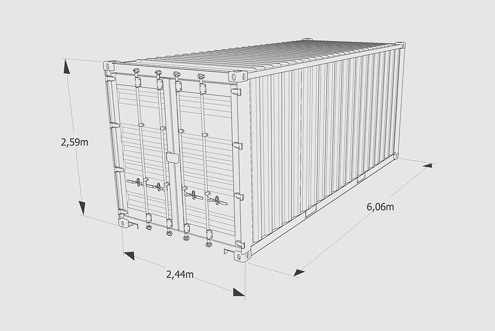 Dimensions container 6m